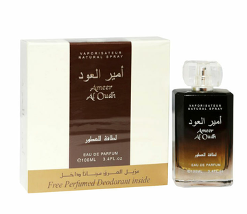 Ameer Al Oudh by Lattafa – 100ml Eau de Parfum Bottle Featuring Rich Oud and Vanilla Notes